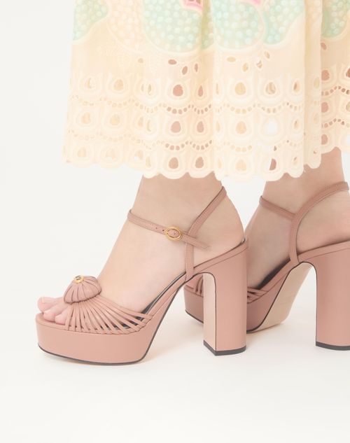 Valentino Garavani - Coeur Royal Platform Sandal In Kidskin 115mm - Pink - Woman - Sandals